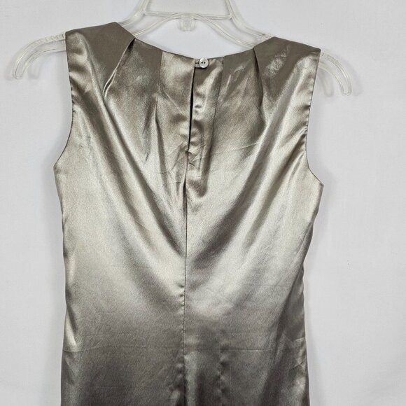 Retro-Futurism Revival Shiny Prom Party Punk Metallic Silver Dress Trina Turk 2 - Picture 2 of 16